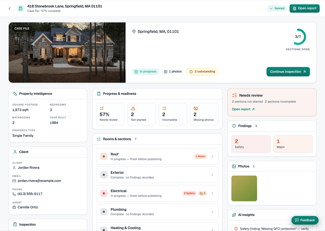 SightSpec desktop — The case file