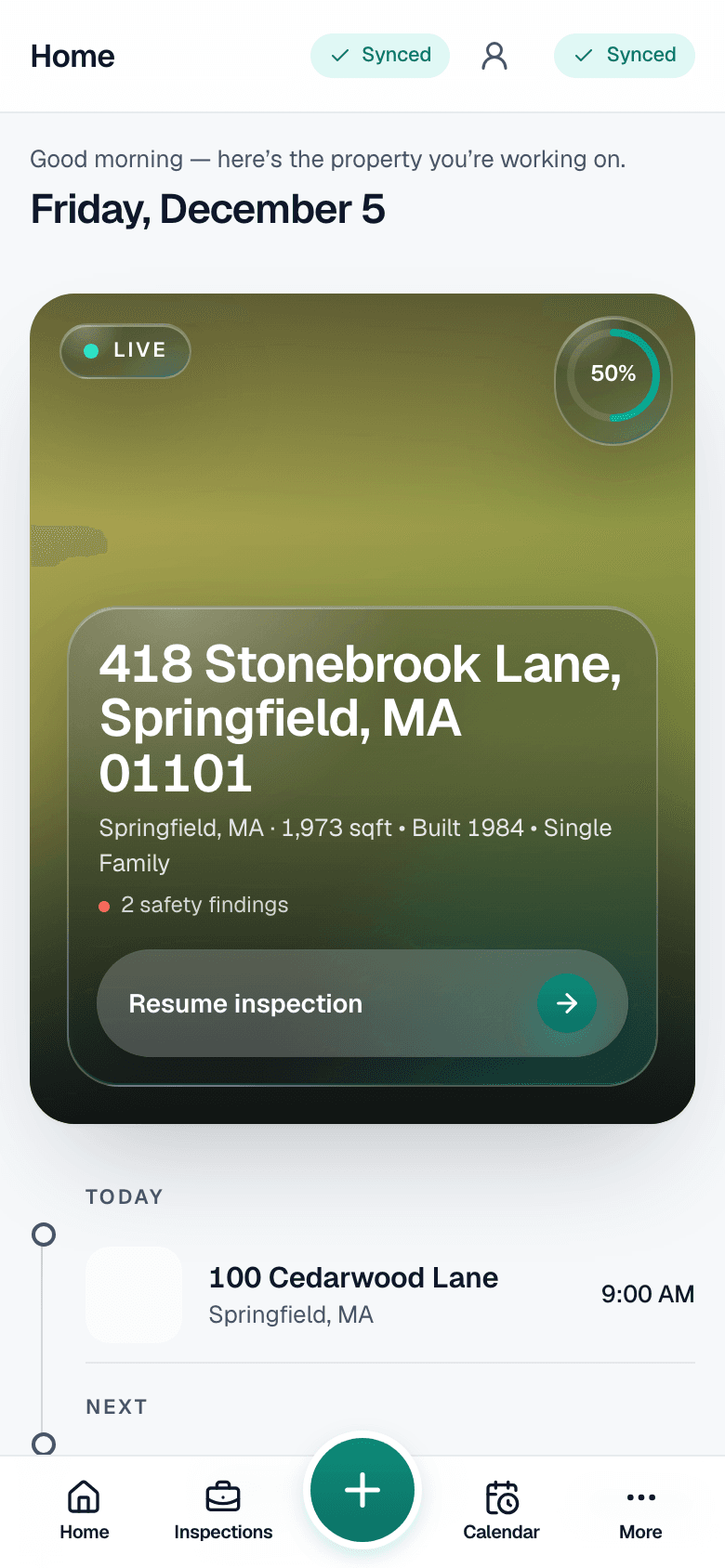 SightSpec field app — The day is already built