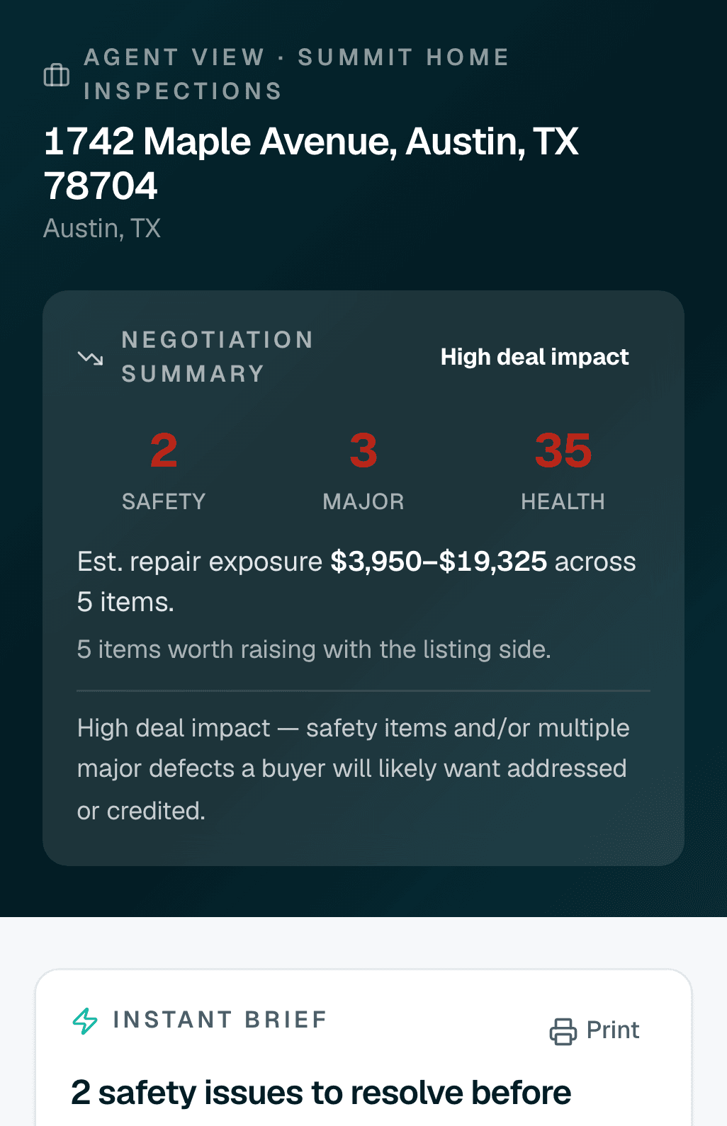 The agent's view of the shared inspection report
