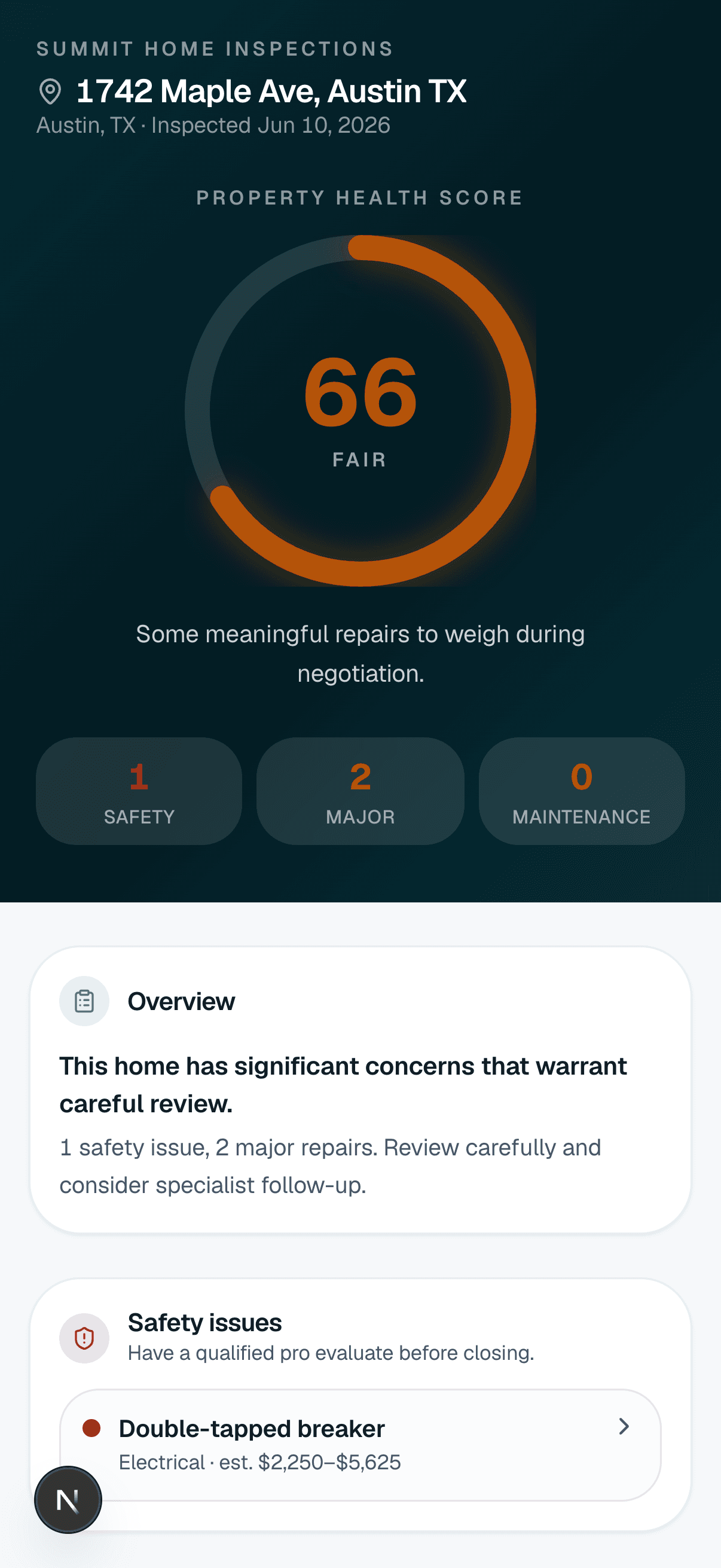 Property Health Score buyer portal