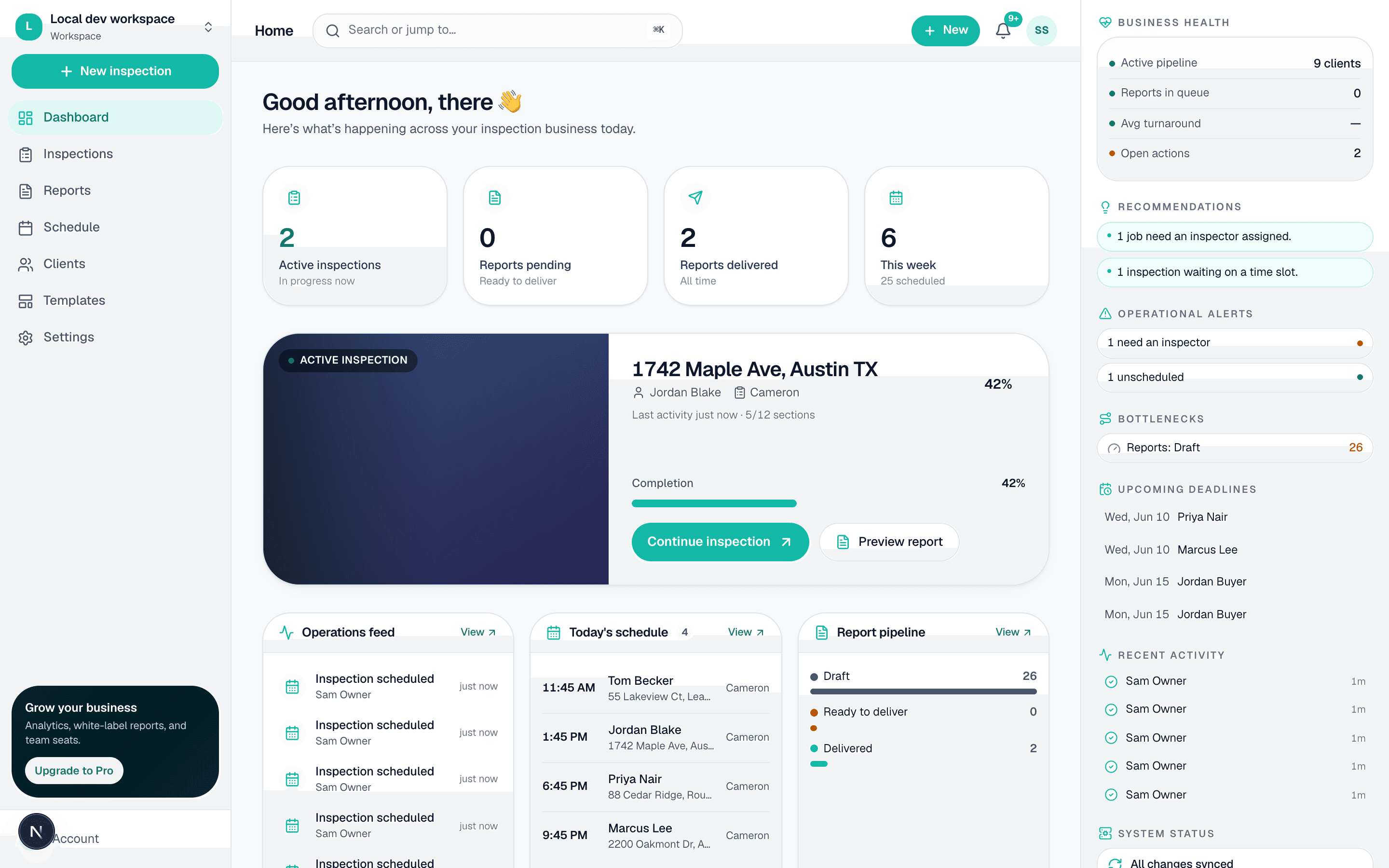 SightSpec desktop business OS — one platform
